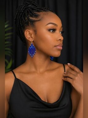 Multicolor Beaded Fringe Earring set